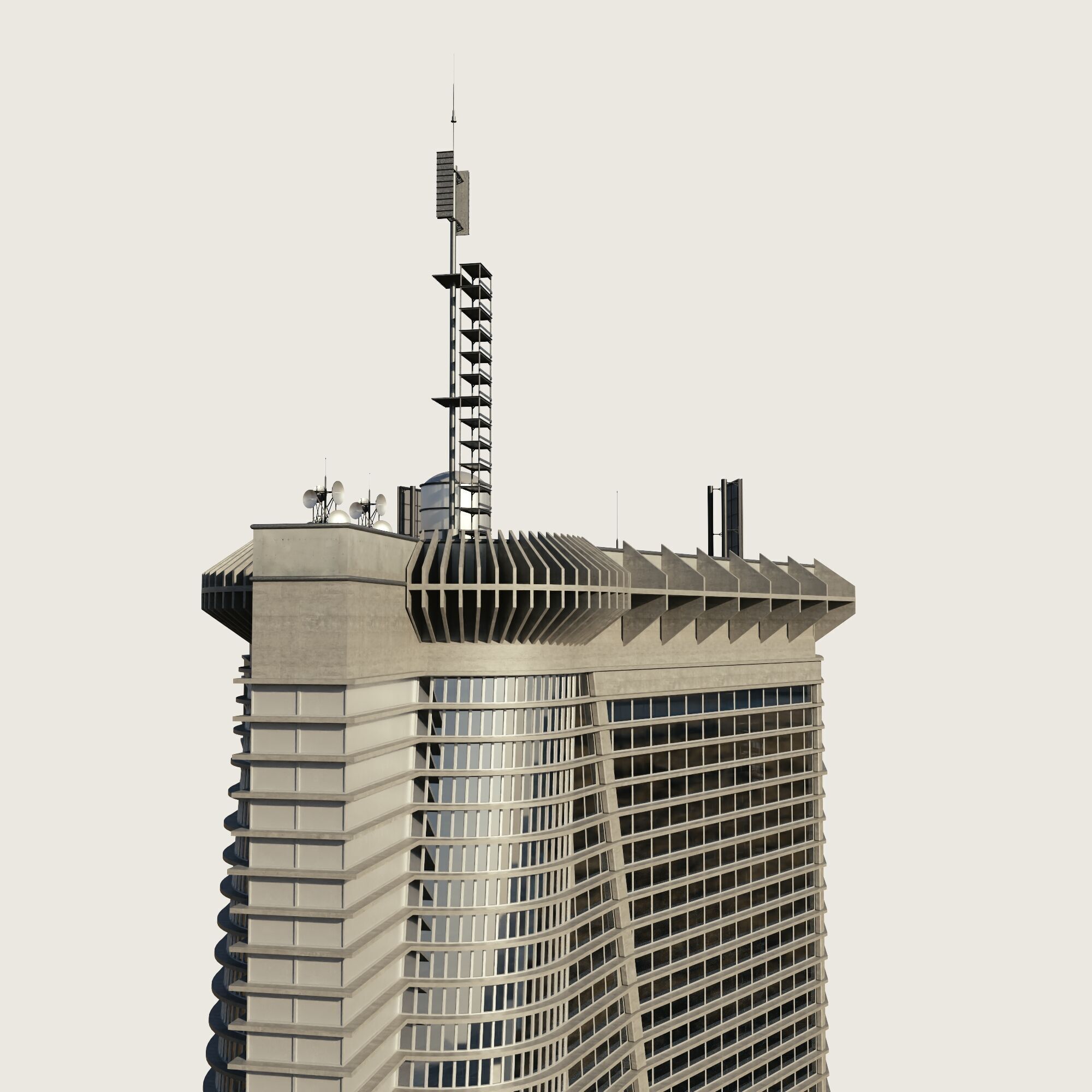 Building Skyscraper City Town Downtown Street Futuristic Utopia Low-poly 3D model_6