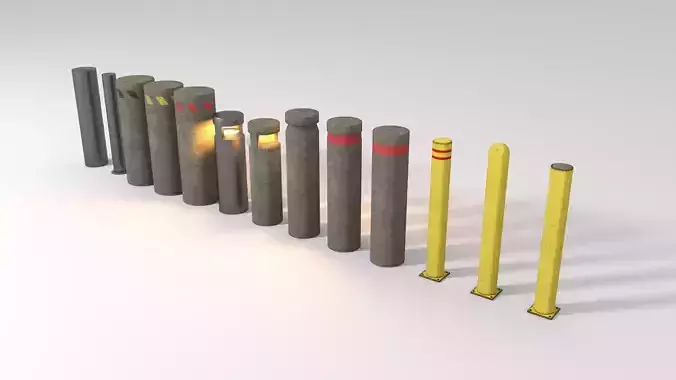 Urban Bollards Low-poly 3D model