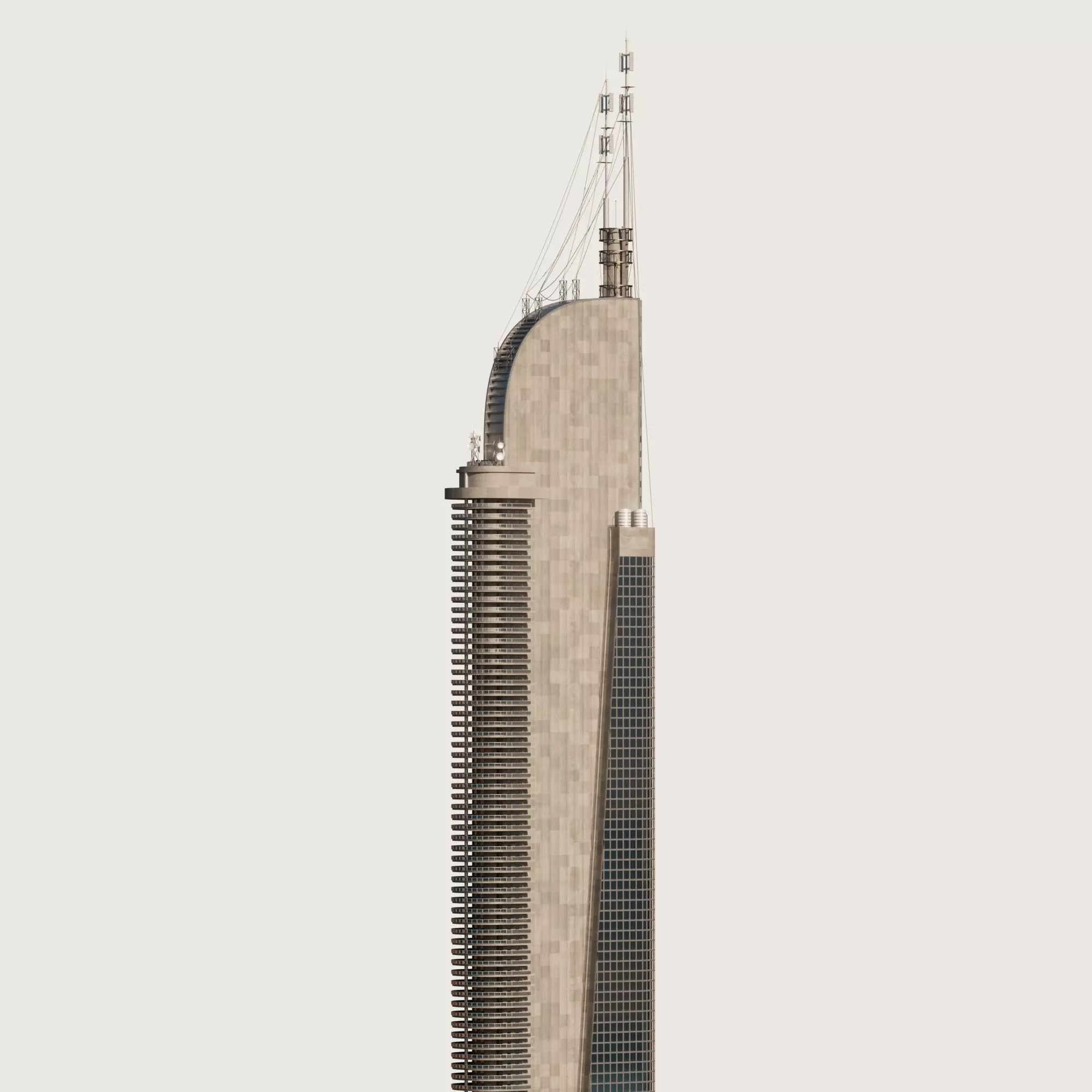 Building Skyscraper City Town Downtown Street Futuristic Utopia Low-poly 3D model_0