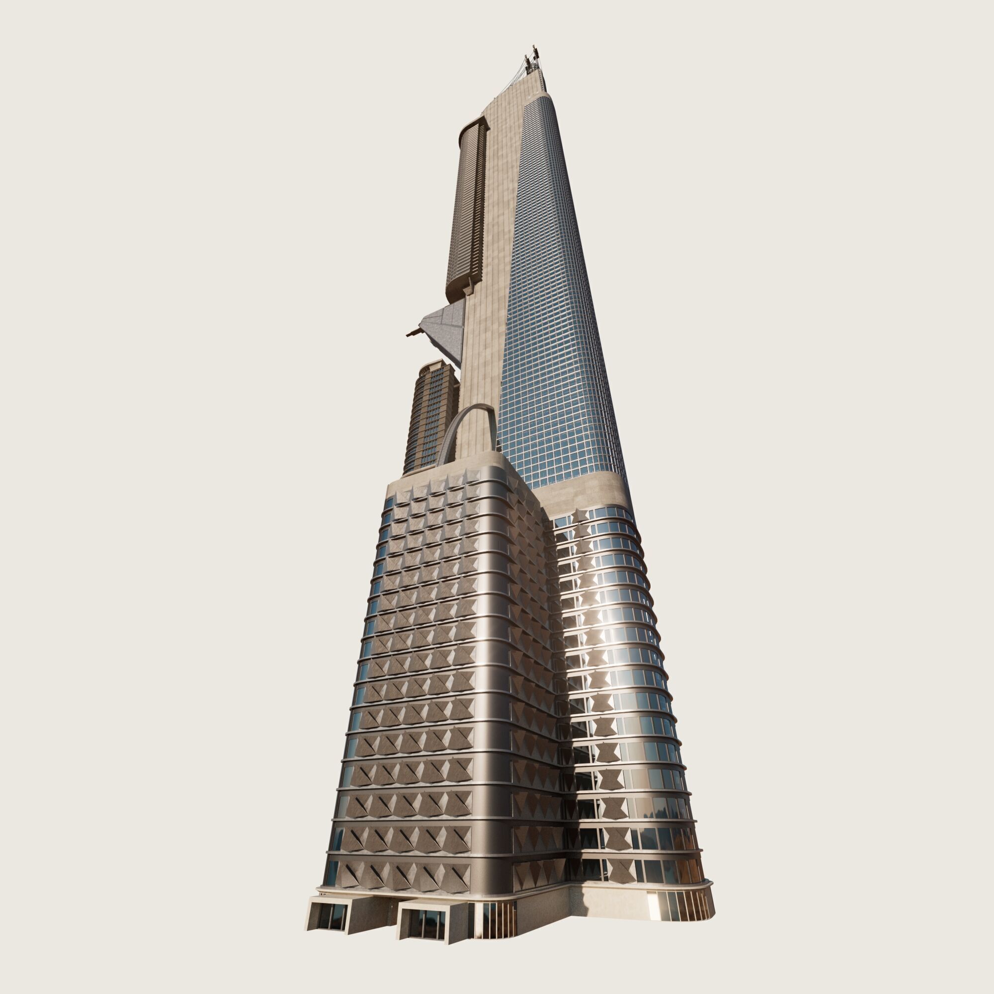 Building Skyscraper City Town Downtown Street Futuristic Utopia Low-poly 3D model_3
