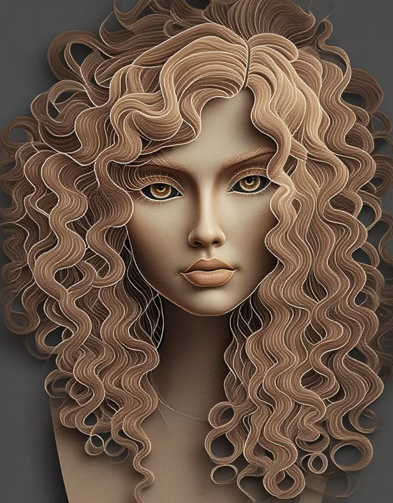 A beautiful face eyes full of mystery and grace 3D model_0
