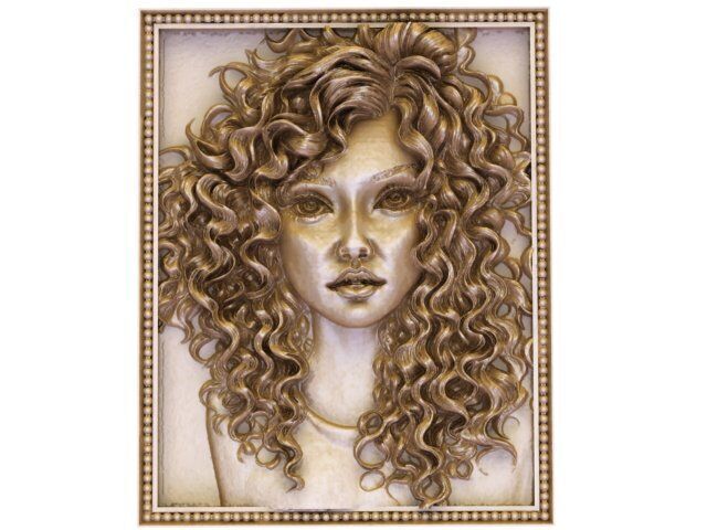 A beautiful face eyes full of mystery and grace 3D model_1