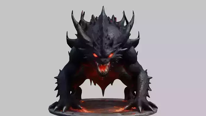 Lowpoly Fantasy Hell Demon Figure Statue