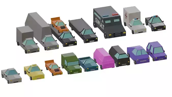 16 Low-Poly Cars Pack