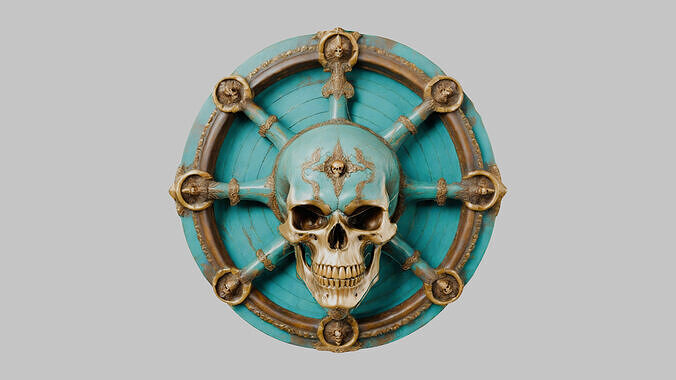 Medieval Fantasy Round Skull Shield Low-poly 3D model