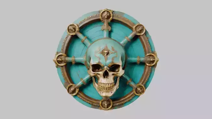 Medieval Fantasy Round Skull Shield