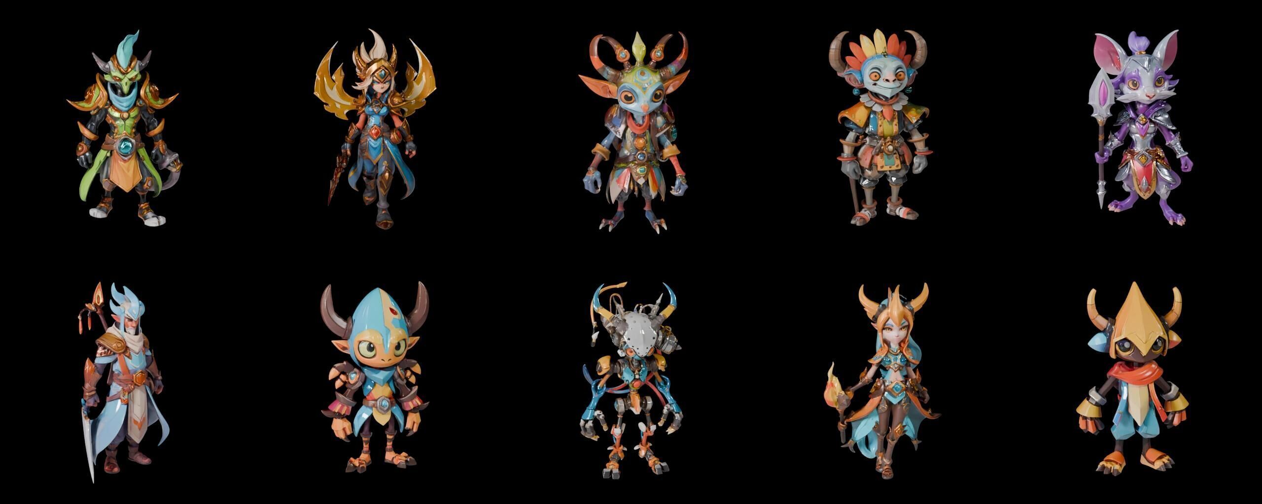 Base warrriorB bundle 9 pack 100 fbx Low-poly 3D model_1