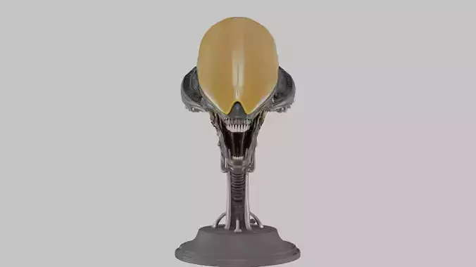 Alien Xenomorph Elongated Skull Head Bust High-Poly Sci-Fi 