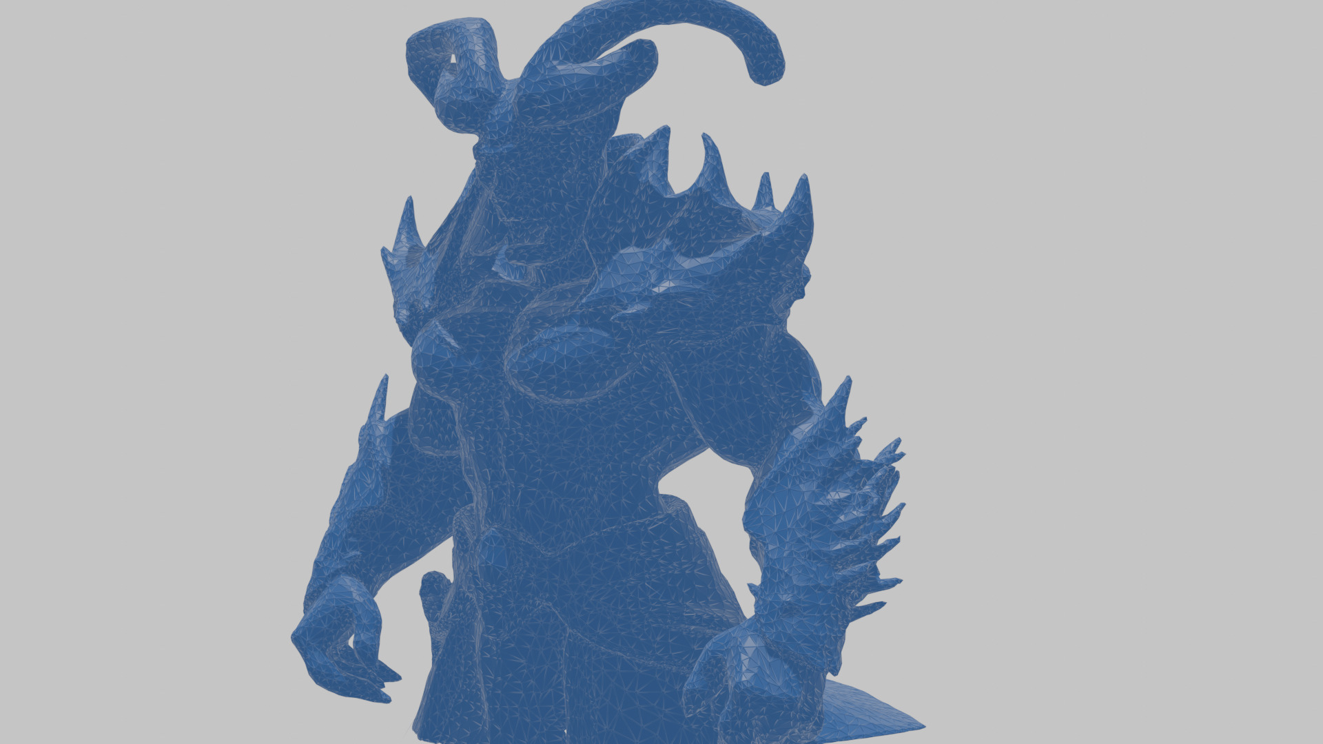 Humanoid Strong Red Demon Figure with Horns Low-poly 3D model_49