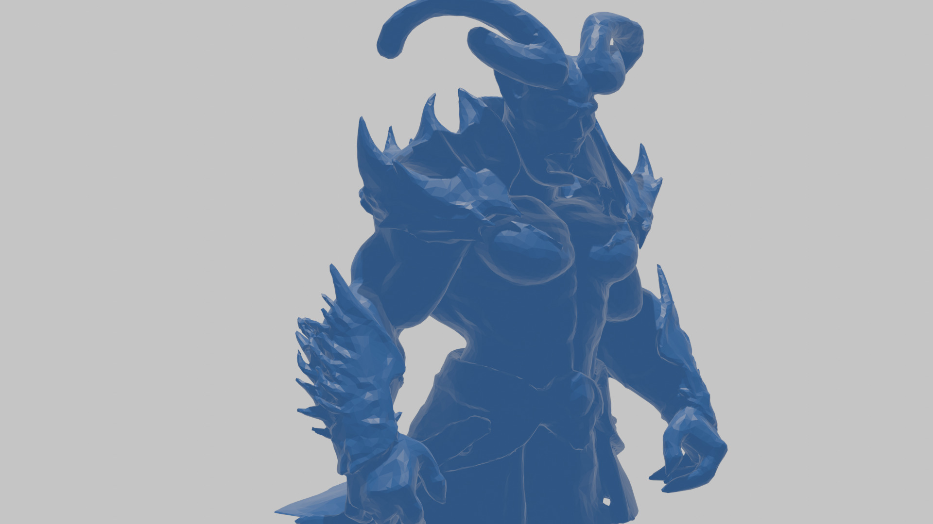 Humanoid Strong Red Demon Figure with Horns Low-poly 3D model_52