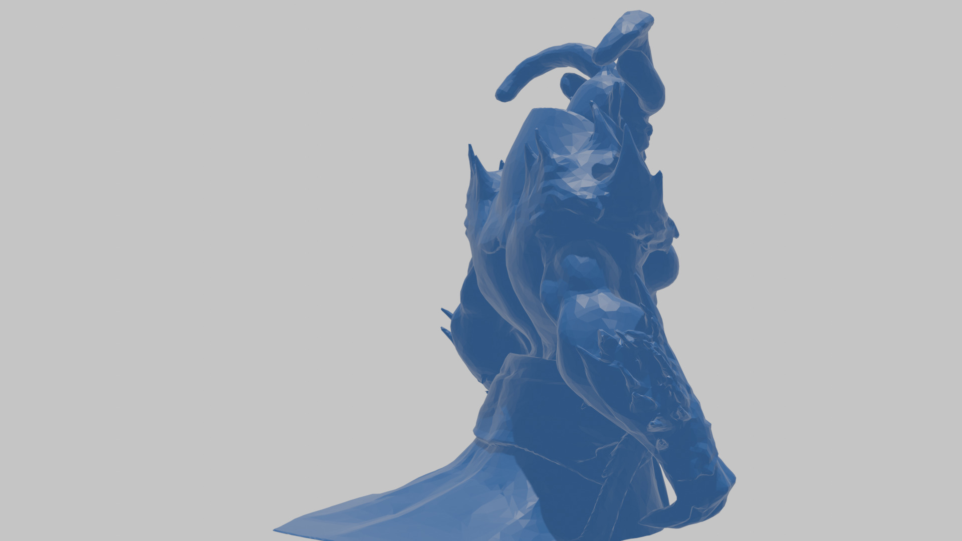 Humanoid Strong Red Demon Figure with Horns Low-poly 3D model_54