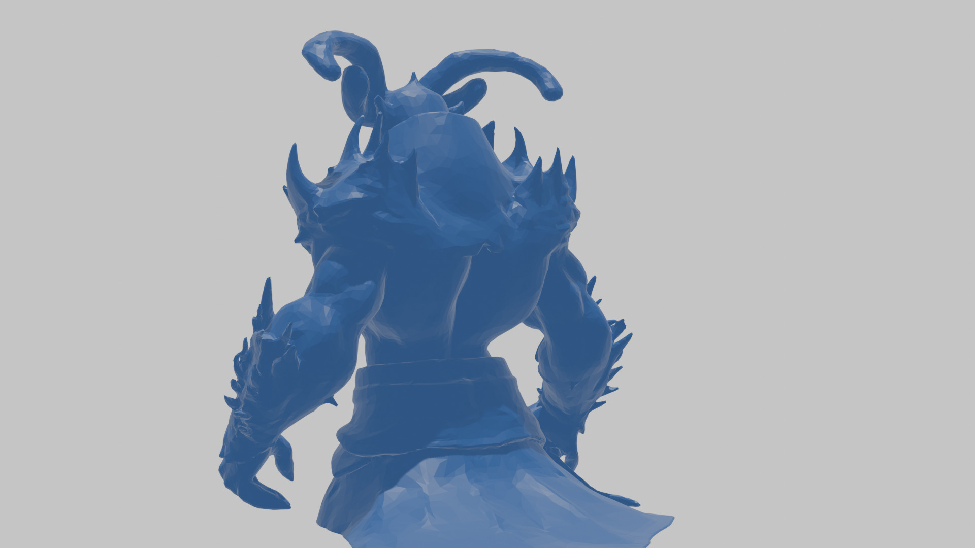 Humanoid Strong Red Demon Figure with Horns Low-poly 3D model_57