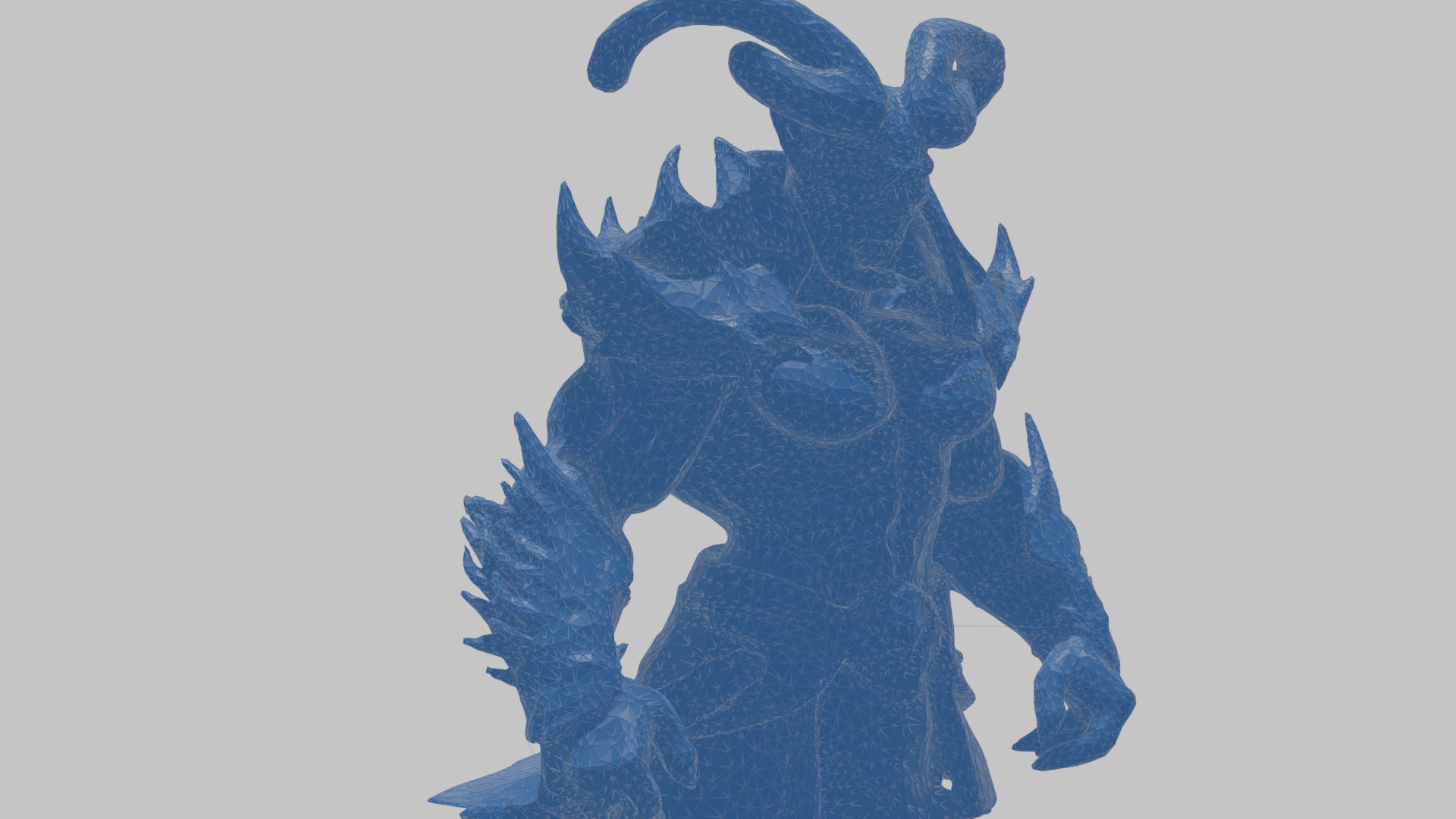 Humanoid Strong Red Demon Figure with Horns Low-poly 3D model_41