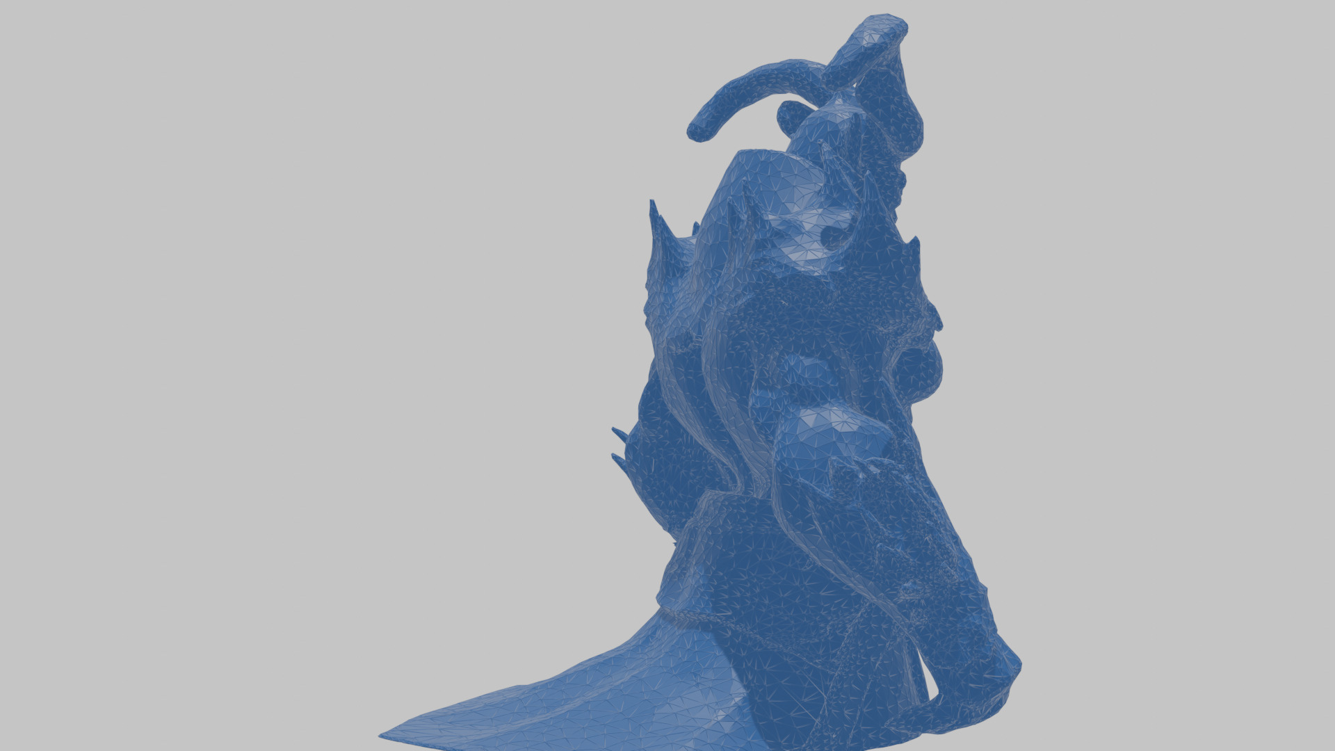 Humanoid Strong Red Demon Figure with Horns Low-poly 3D model_43