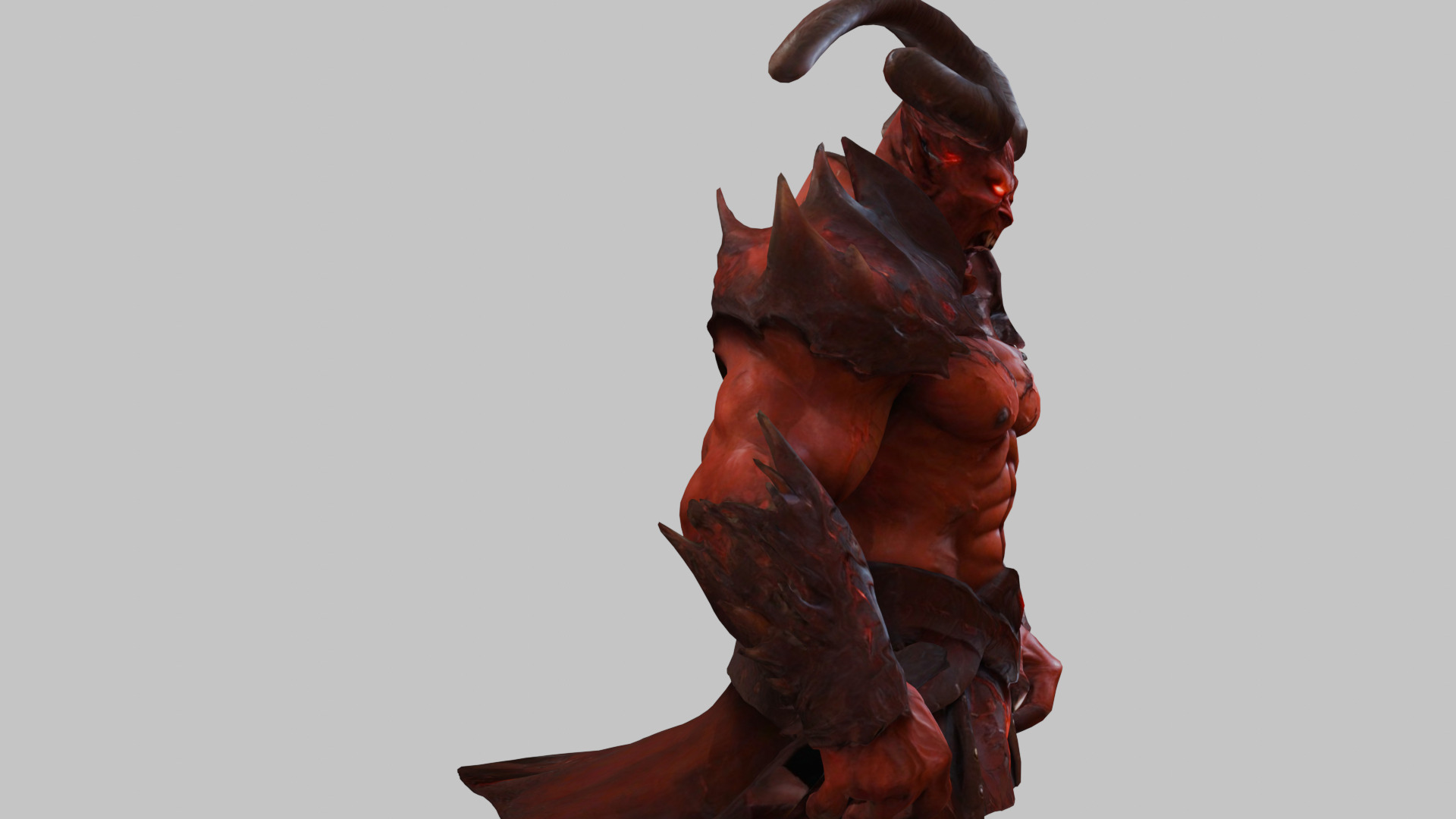 Humanoid Strong Red Demon Figure with Horns Low-poly 3D model_3
