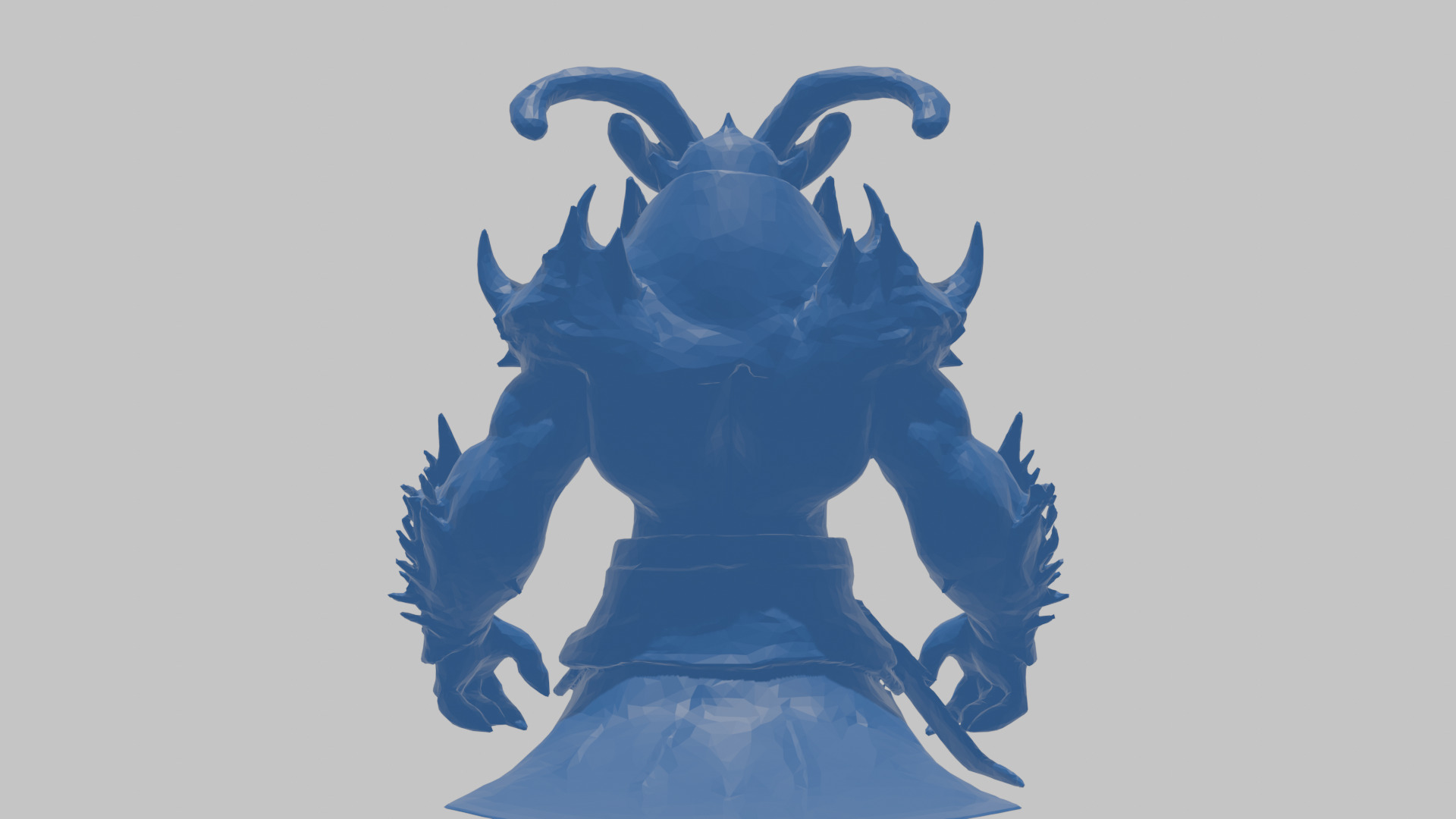 Humanoid Strong Red Demon Figure with Horns Low-poly 3D model_56