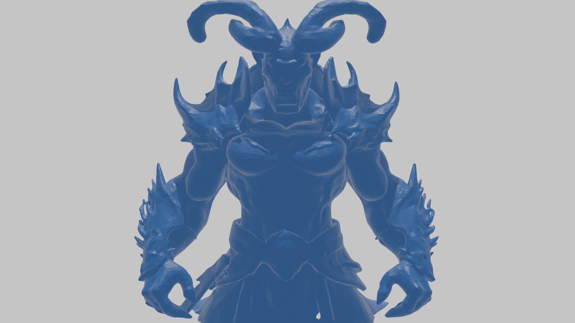 Humanoid Strong Red Demon Figure with Horns Low-poly 3D model_50