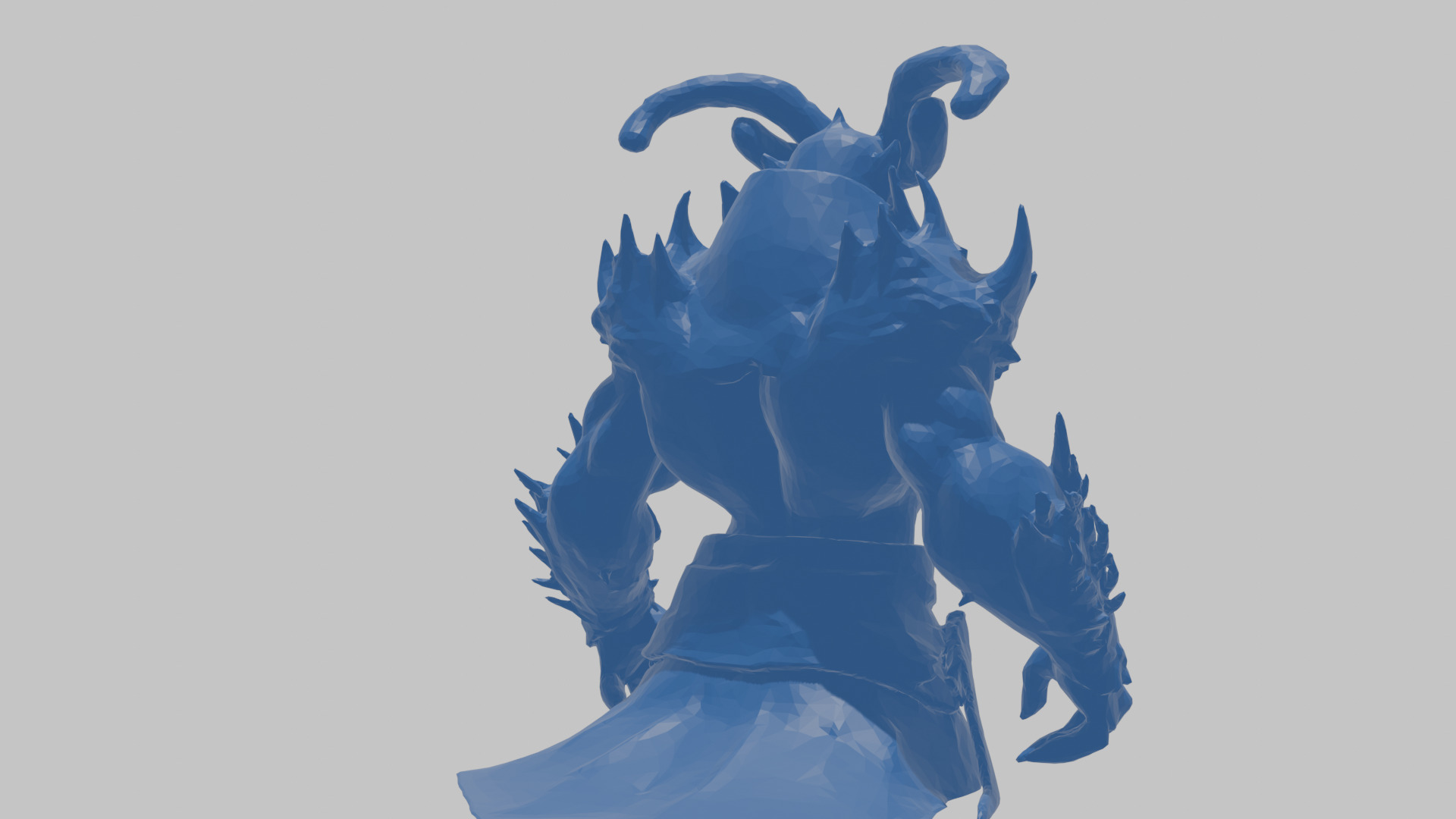 Humanoid Strong Red Demon Figure with Horns Low-poly 3D model_55