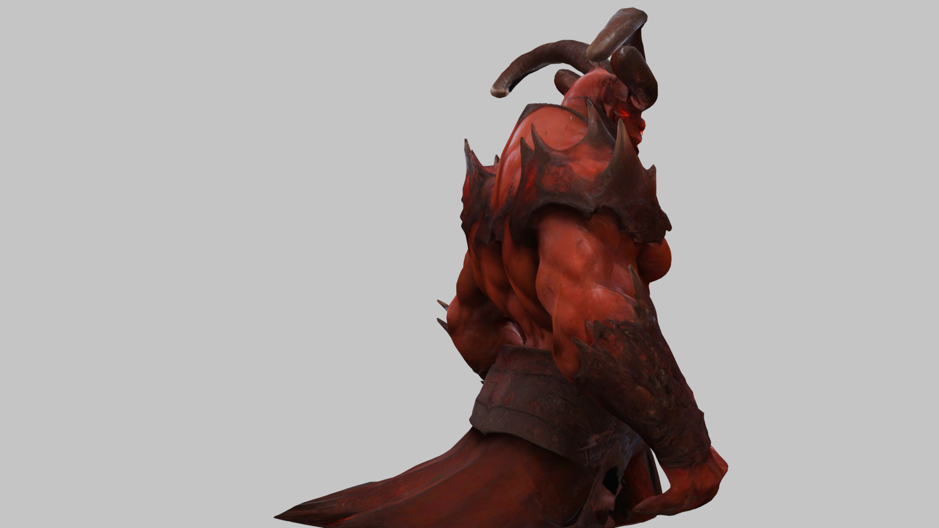 Humanoid Strong Red Demon Figure with Horns Low-poly 3D model_4