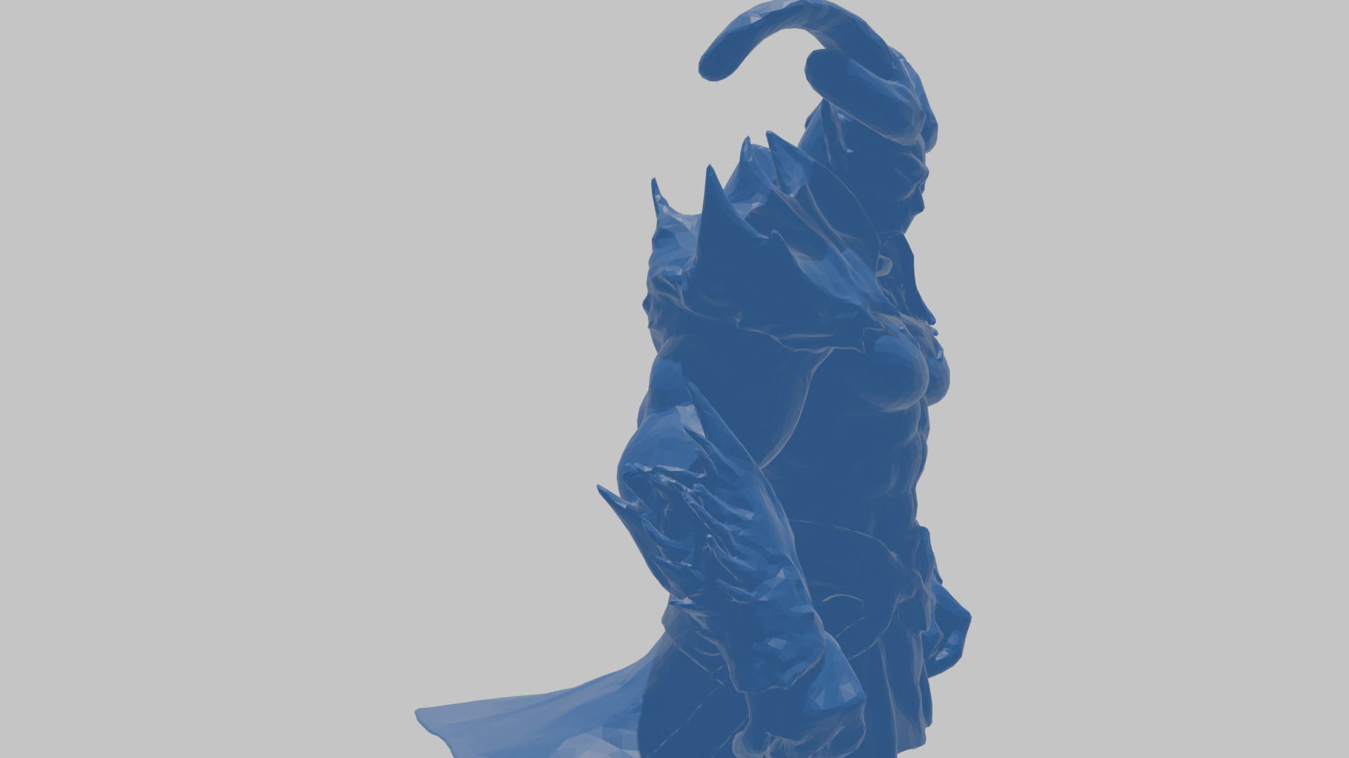 Humanoid Strong Red Demon Figure with Horns Low-poly 3D model_53
