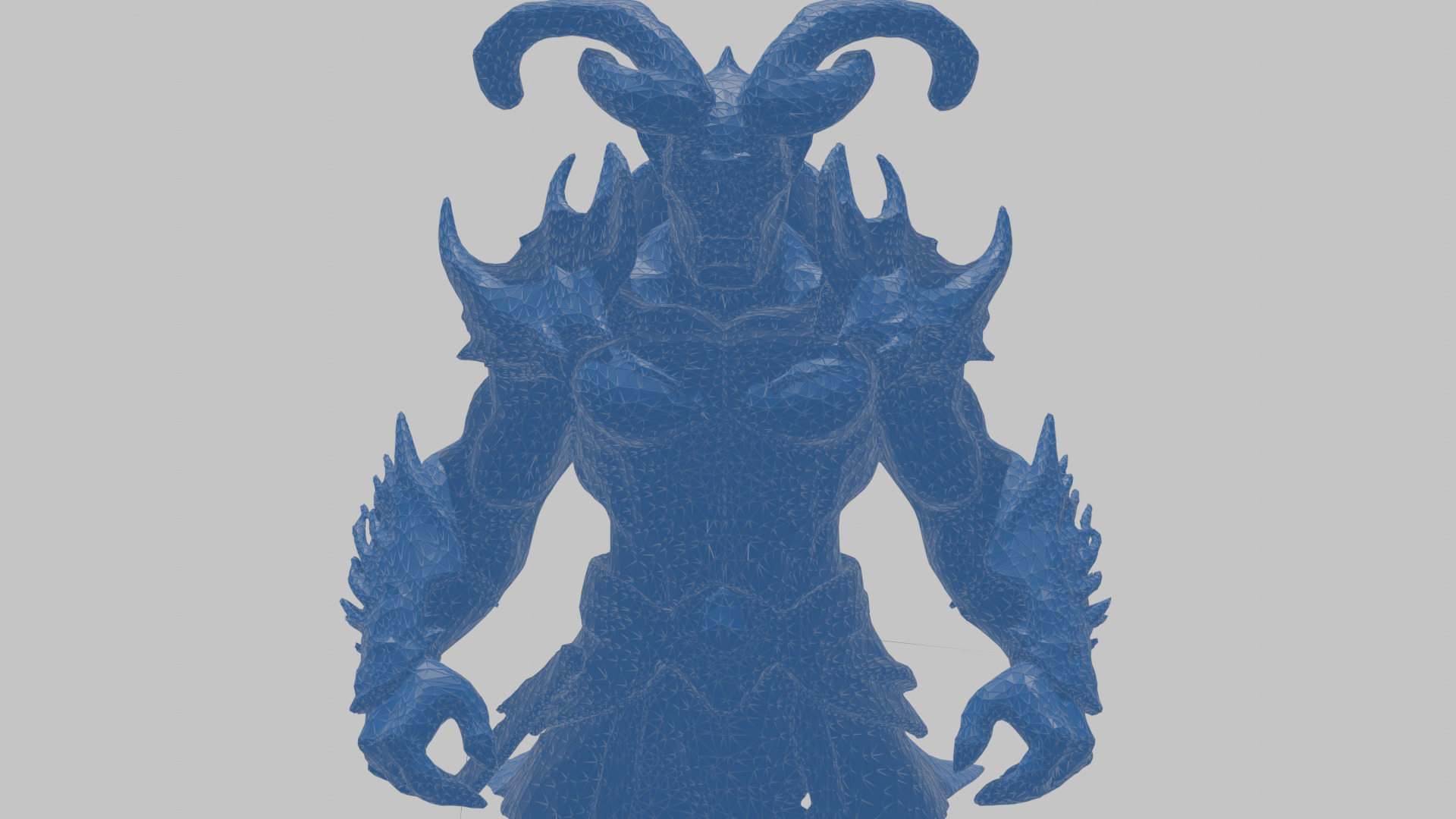 Humanoid Strong Red Demon Figure with Horns Low-poly 3D model_40