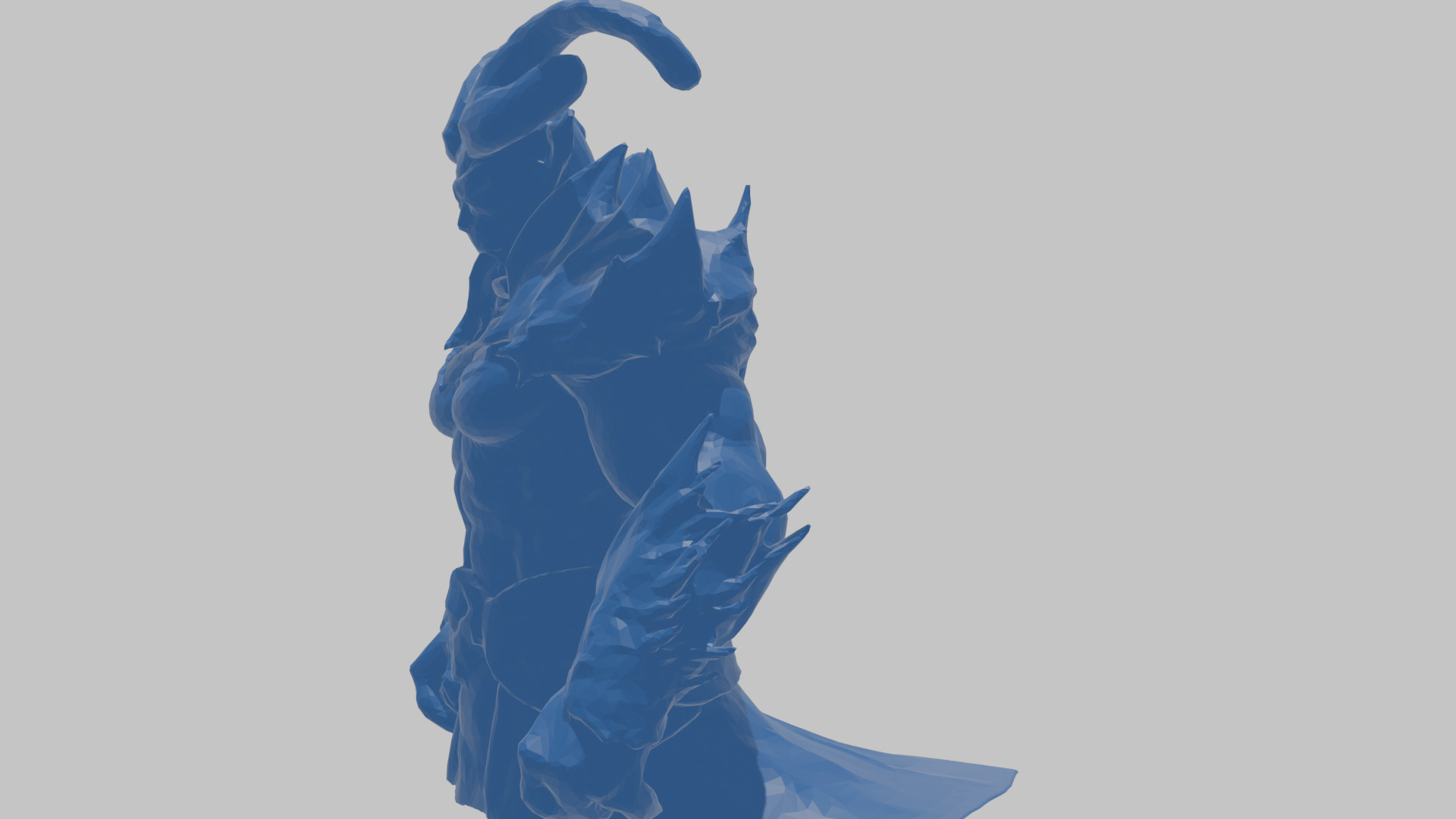 Humanoid Strong Red Demon Figure with Horns Low-poly 3D model_59