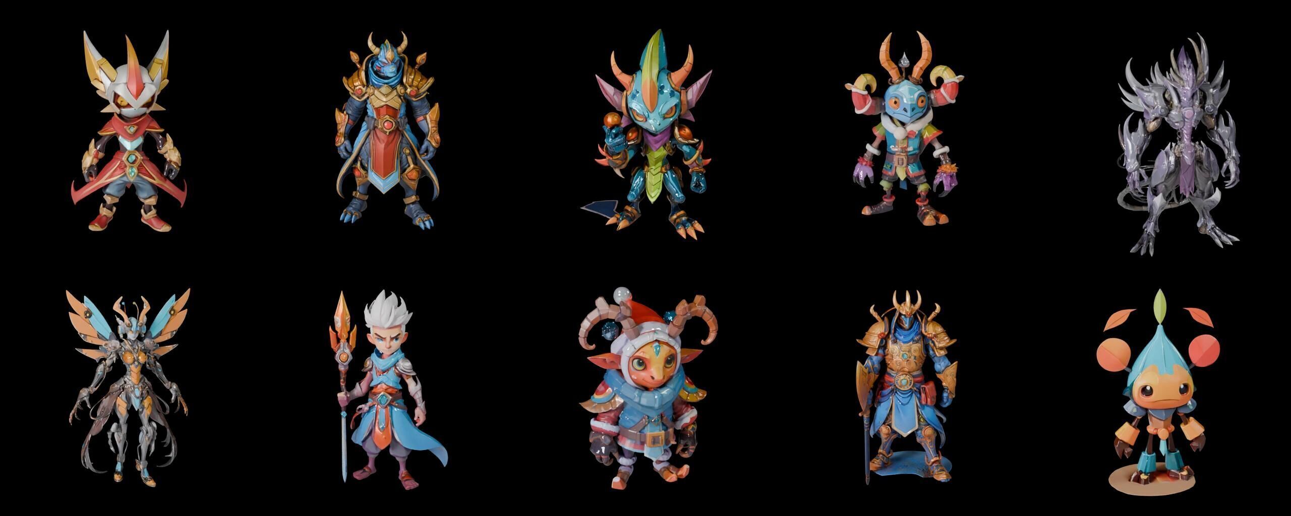 Base warrriorB bundle 4 pack 100 fbx Low-poly 3D model_13