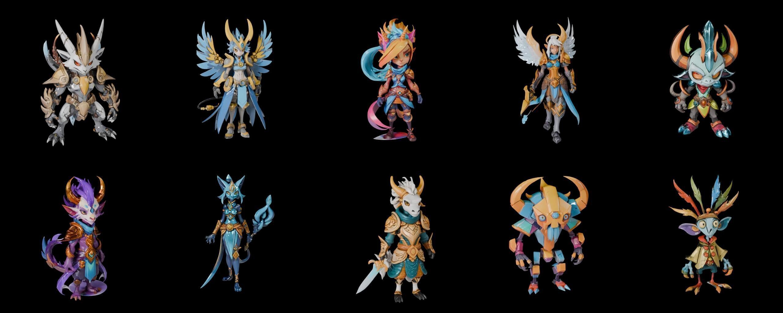 Base warrriorB bundle 4 pack 100 fbx Low-poly 3D model_15