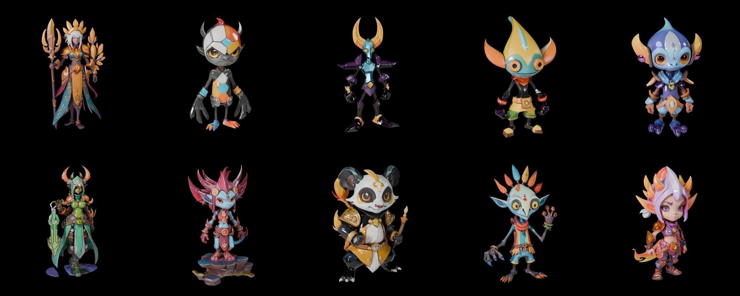 Base warrriorB bundle 4 pack 100 fbx Low-poly 3D model_5