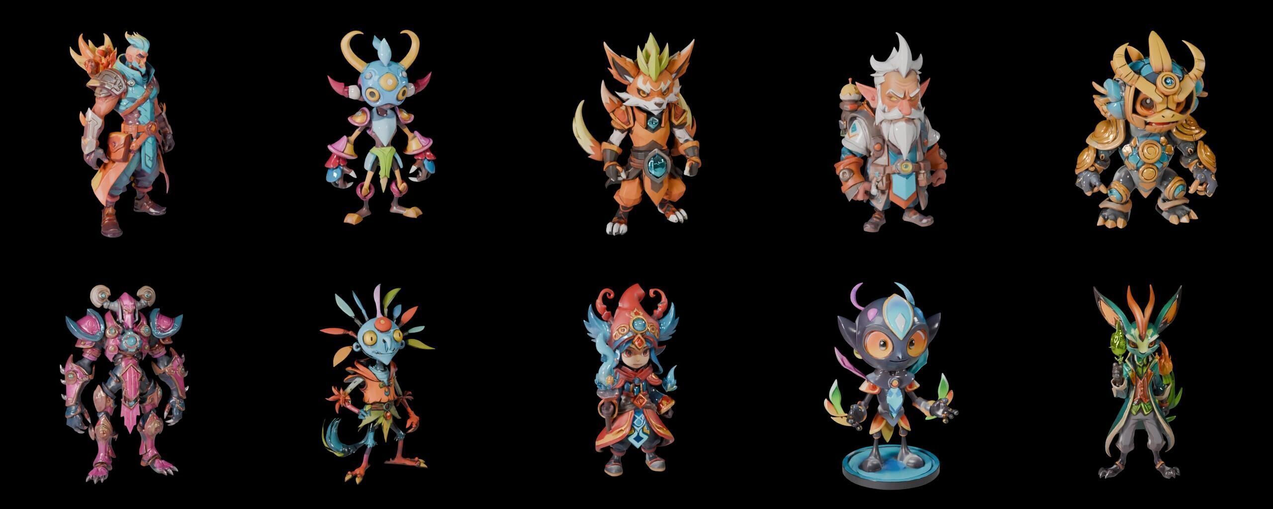 Base warrriorB bundle 4 pack 100 fbx Low-poly 3D model_1