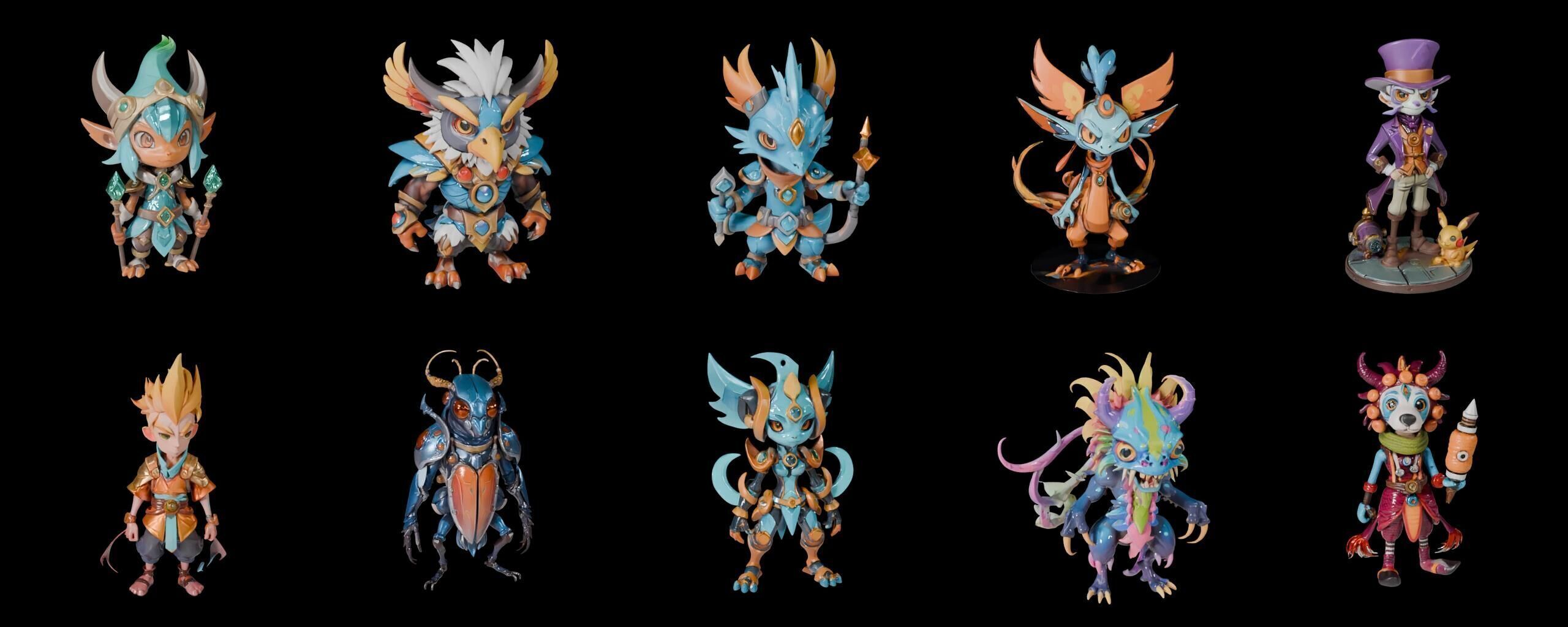 Base warrriorB bundle 4 pack 100 fbx Low-poly 3D model_9