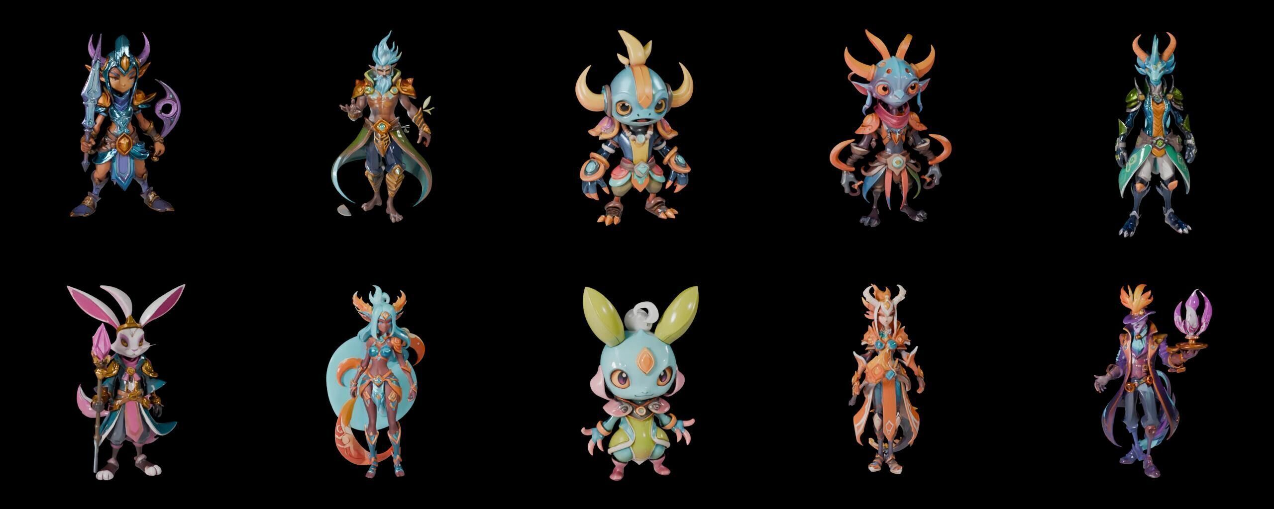 Base warrriorB bundle 4 pack 100 fbx Low-poly 3D model_11