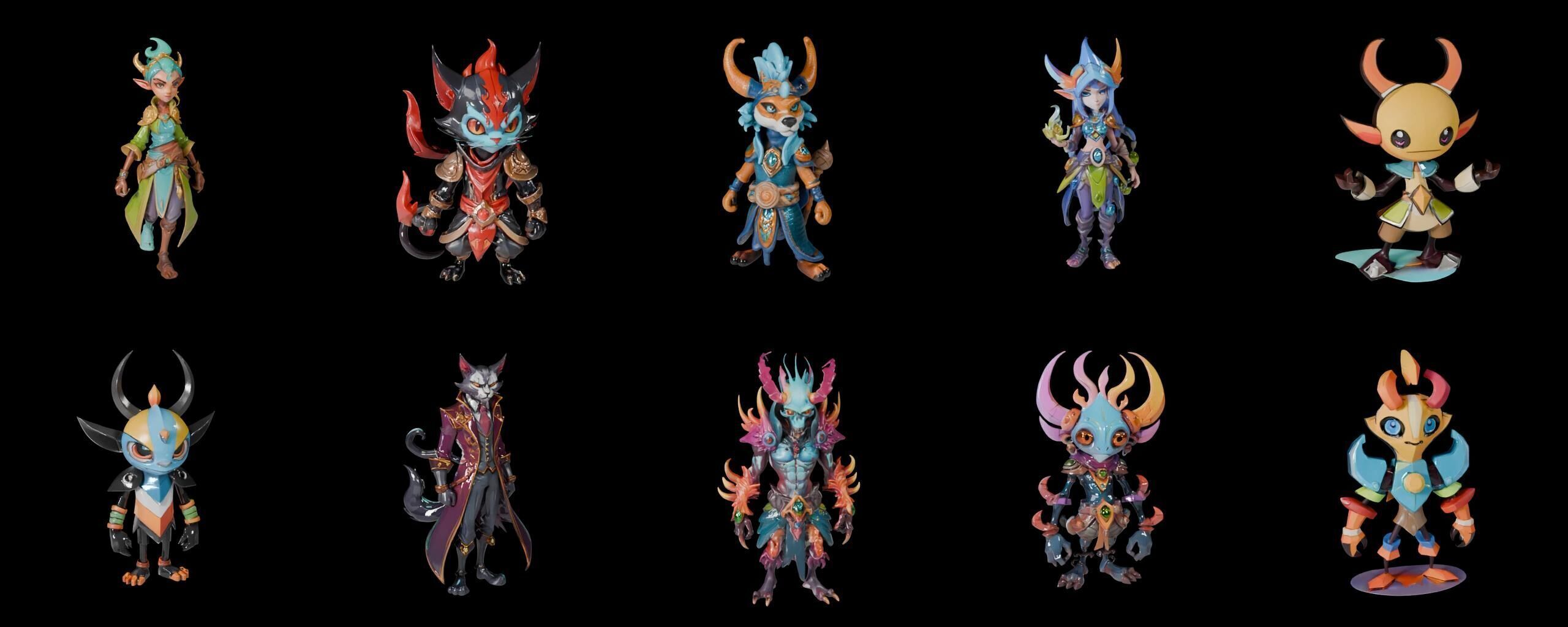 Base warrriorB bundle 4 pack 100 fbx Low-poly 3D model_3