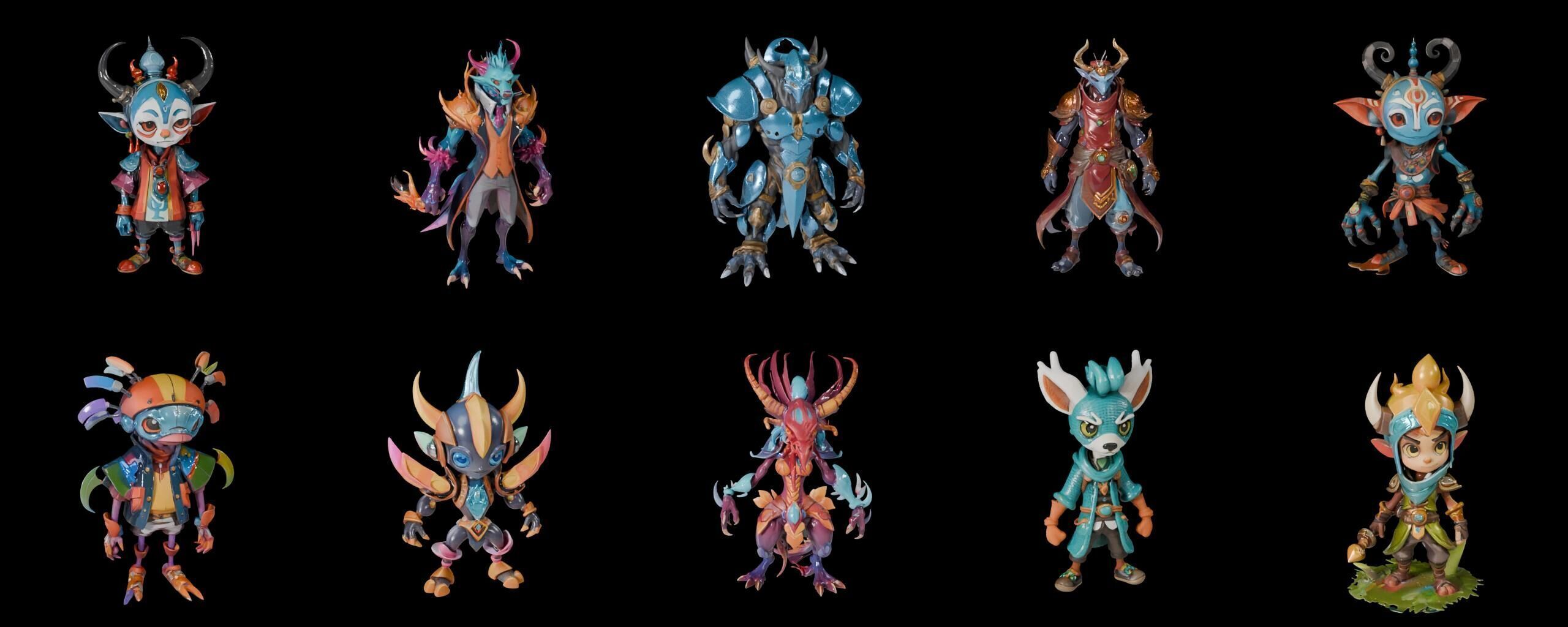 Base warrriorB bundle 3 pack 100 fbx Low-poly 3D model_15