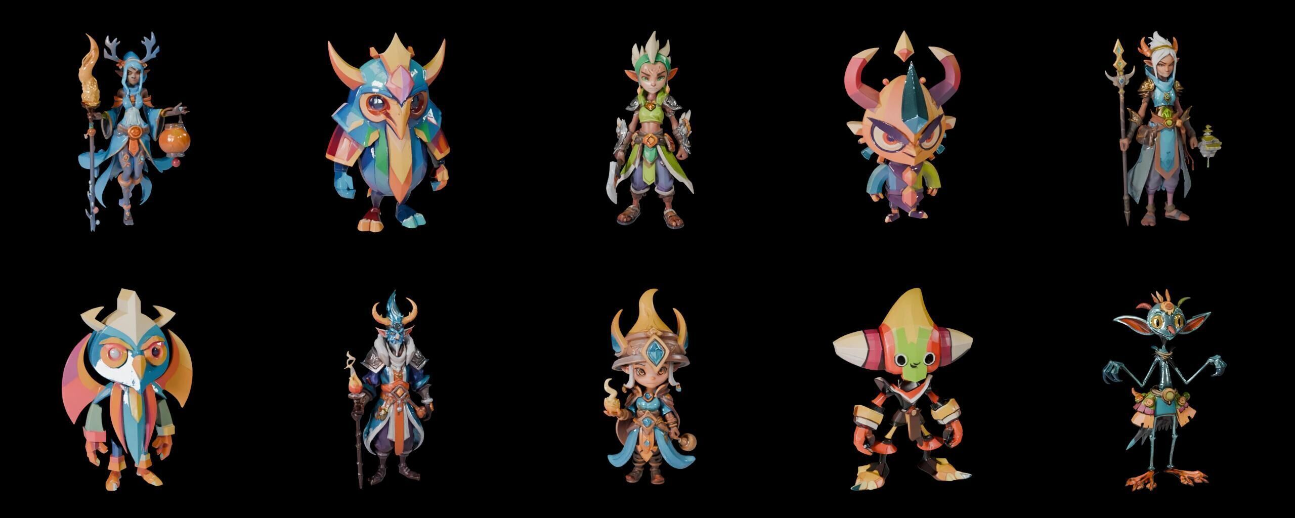 Base warrriorB bundle 3 pack 100 fbx Low-poly 3D model_11