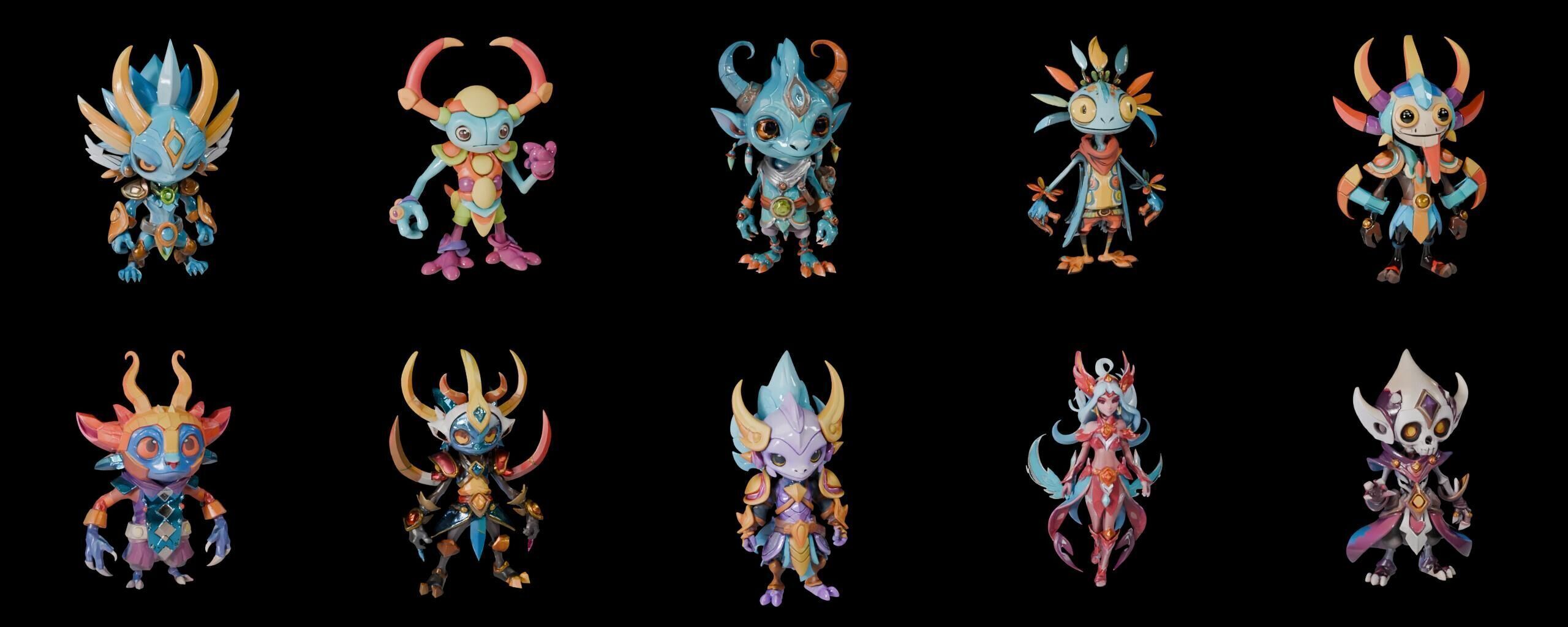 Base warrriorB bundle 3 pack 100 fbx Low-poly 3D model_1