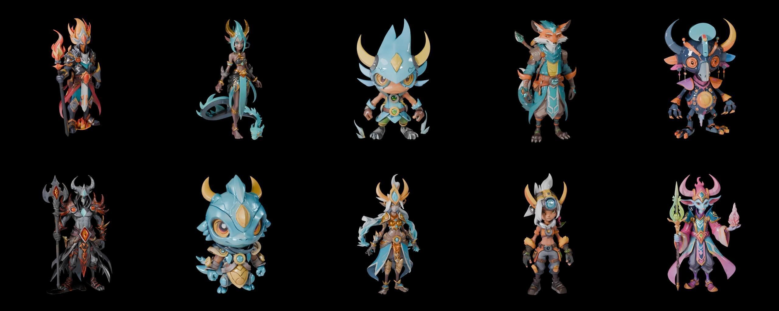 Base warrriorB bundle 3 pack 100 fbx Low-poly 3D model_19