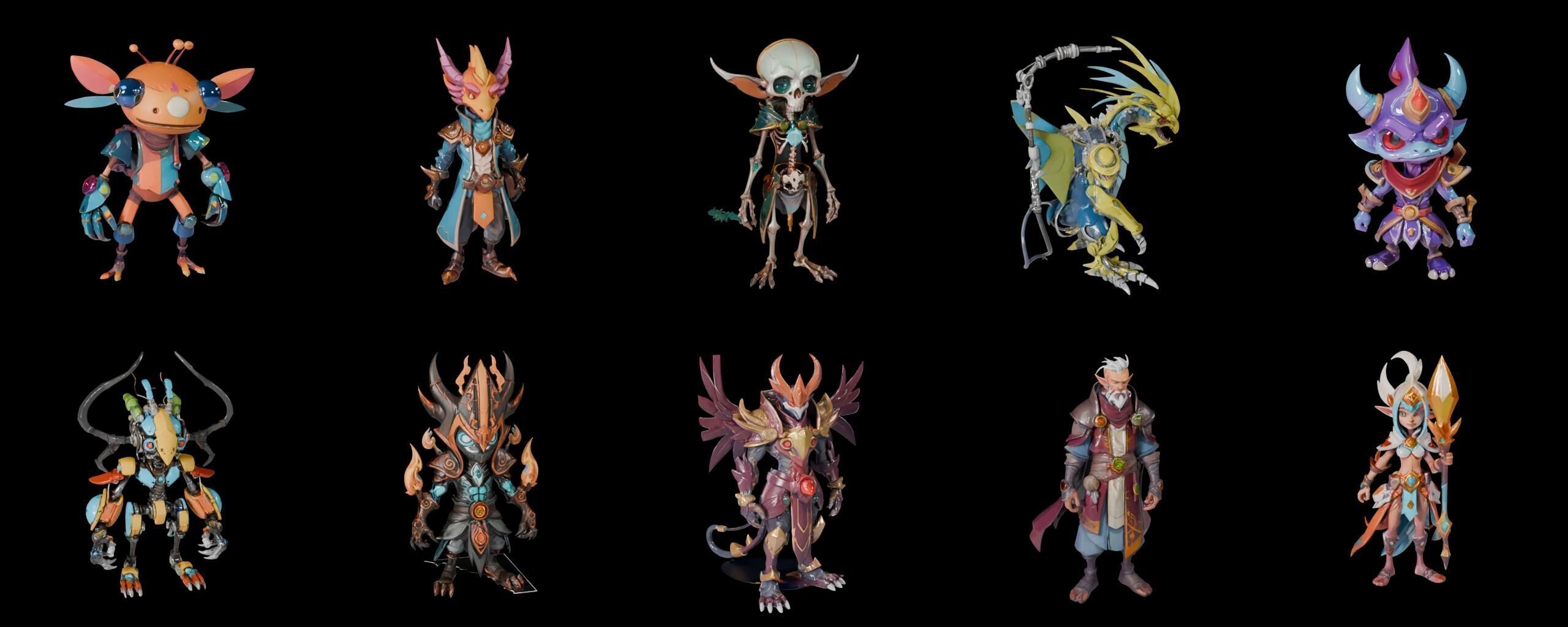 Base warrriorB bundle 3 pack 100 fbx Low-poly 3D model_9