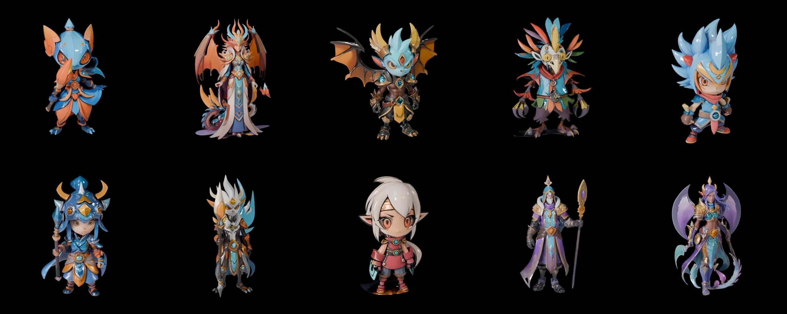 Base warrriorB bundle 3 pack 100 fbx Low-poly 3D model_5