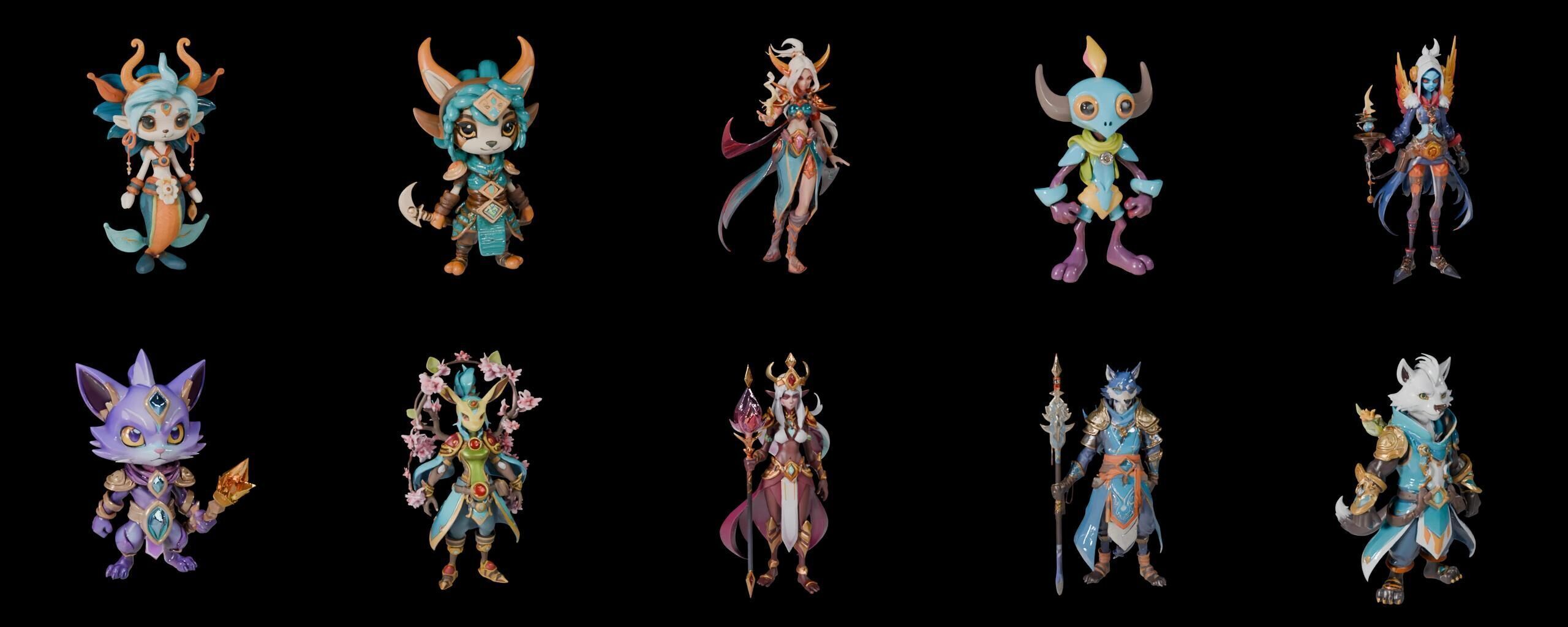 Base warrriorB bundle 3 pack 100 fbx Low-poly 3D model_3