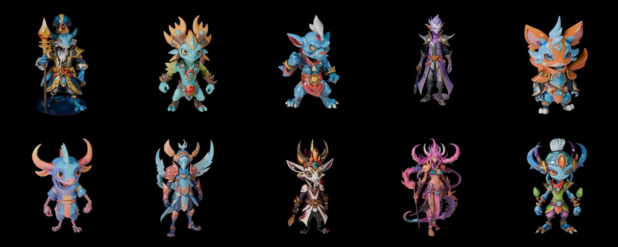 Base warrriorB bundle 12 pack 100 fbx Low-poly 3D model_3