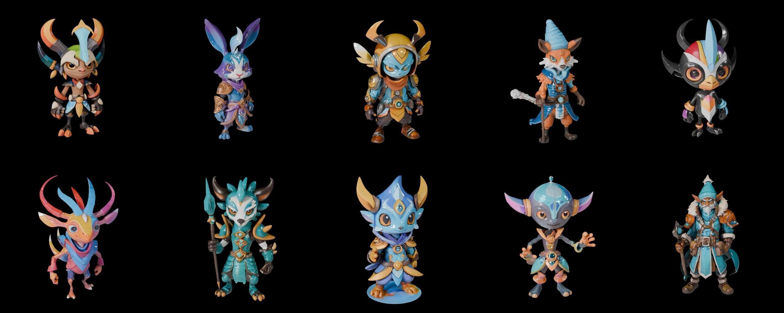 Base warrriorB bundle 12 pack 100 fbx Low-poly 3D model_5