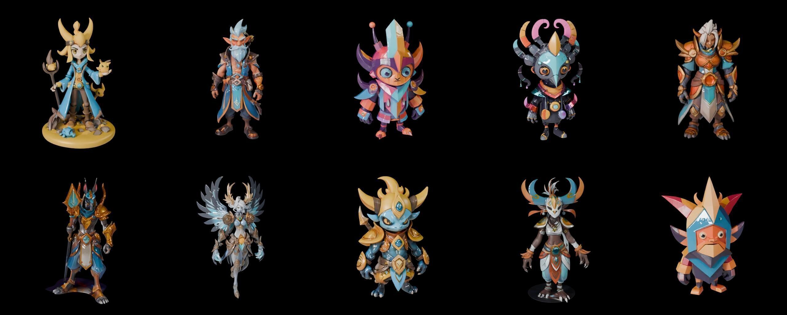 Base warrriorB bundle 12 pack 100 fbx Low-poly 3D model_9