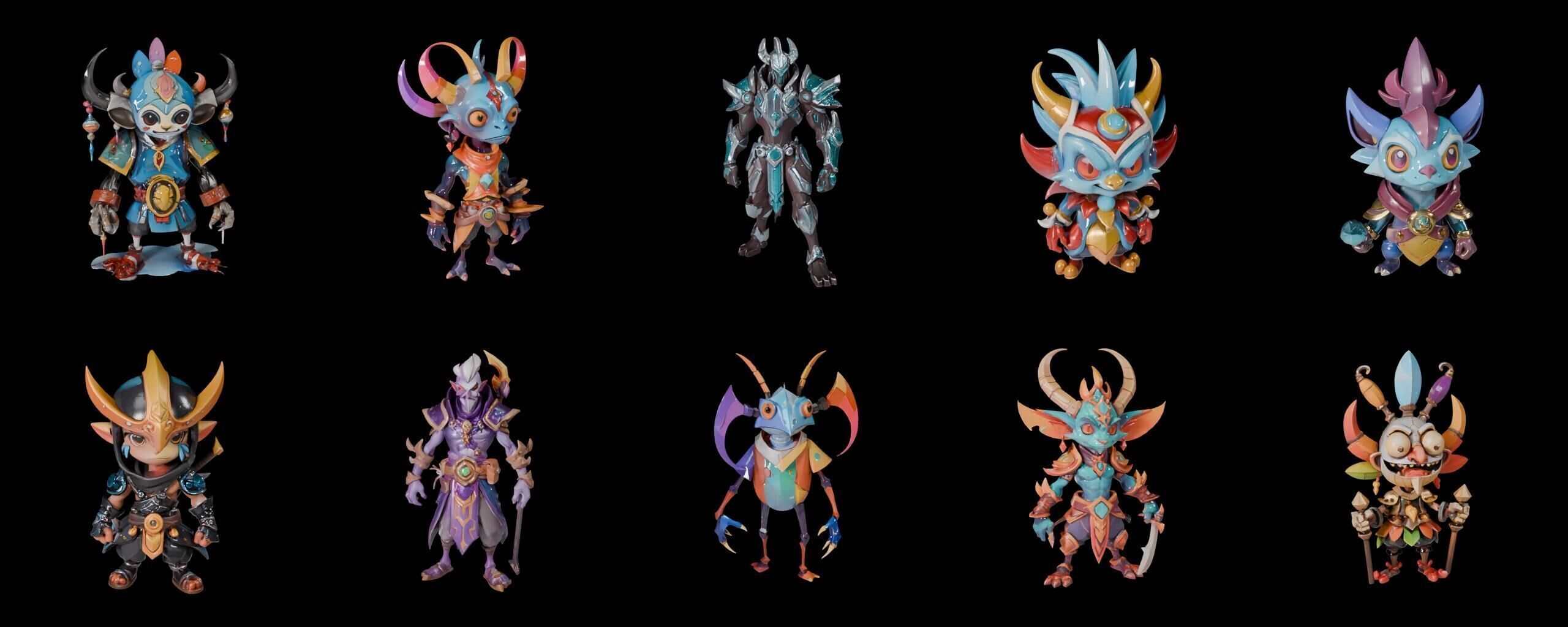 Base warrriorB bundle 12 pack 100 fbx Low-poly 3D model_17