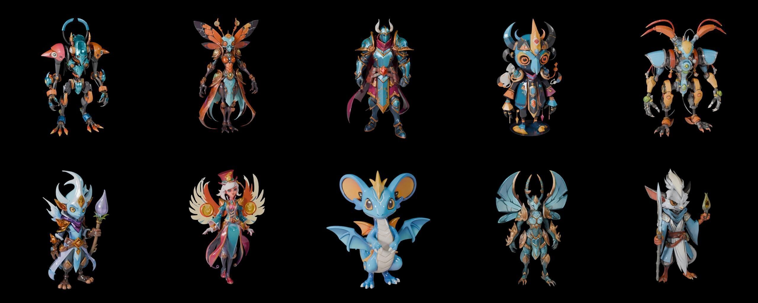 Base warrriorB bundle 12 pack 100 fbx Low-poly 3D model_11