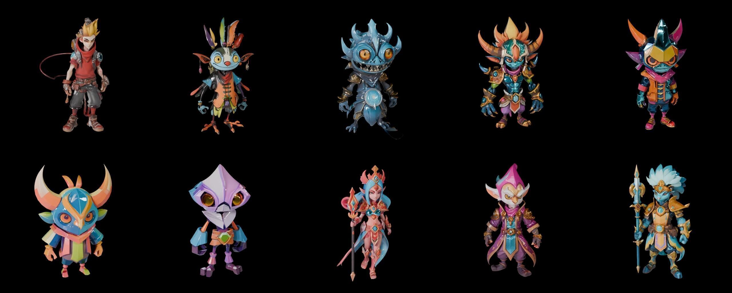 Base warrriorB bundle 12 pack 100 fbx Low-poly 3D model_1