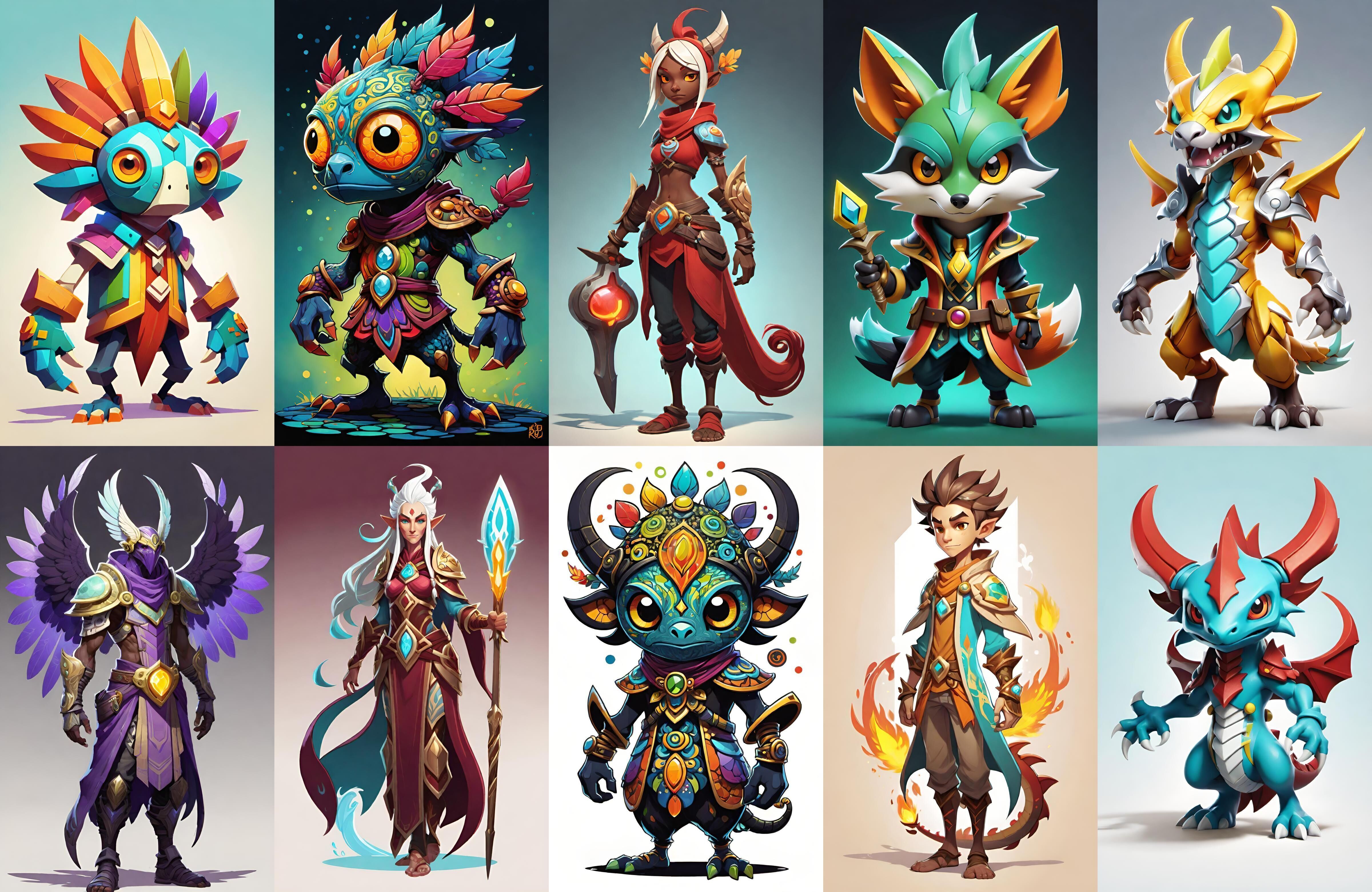 Base warrriorB bundle 10 pack 100 fbx Low-poly 3D model_14