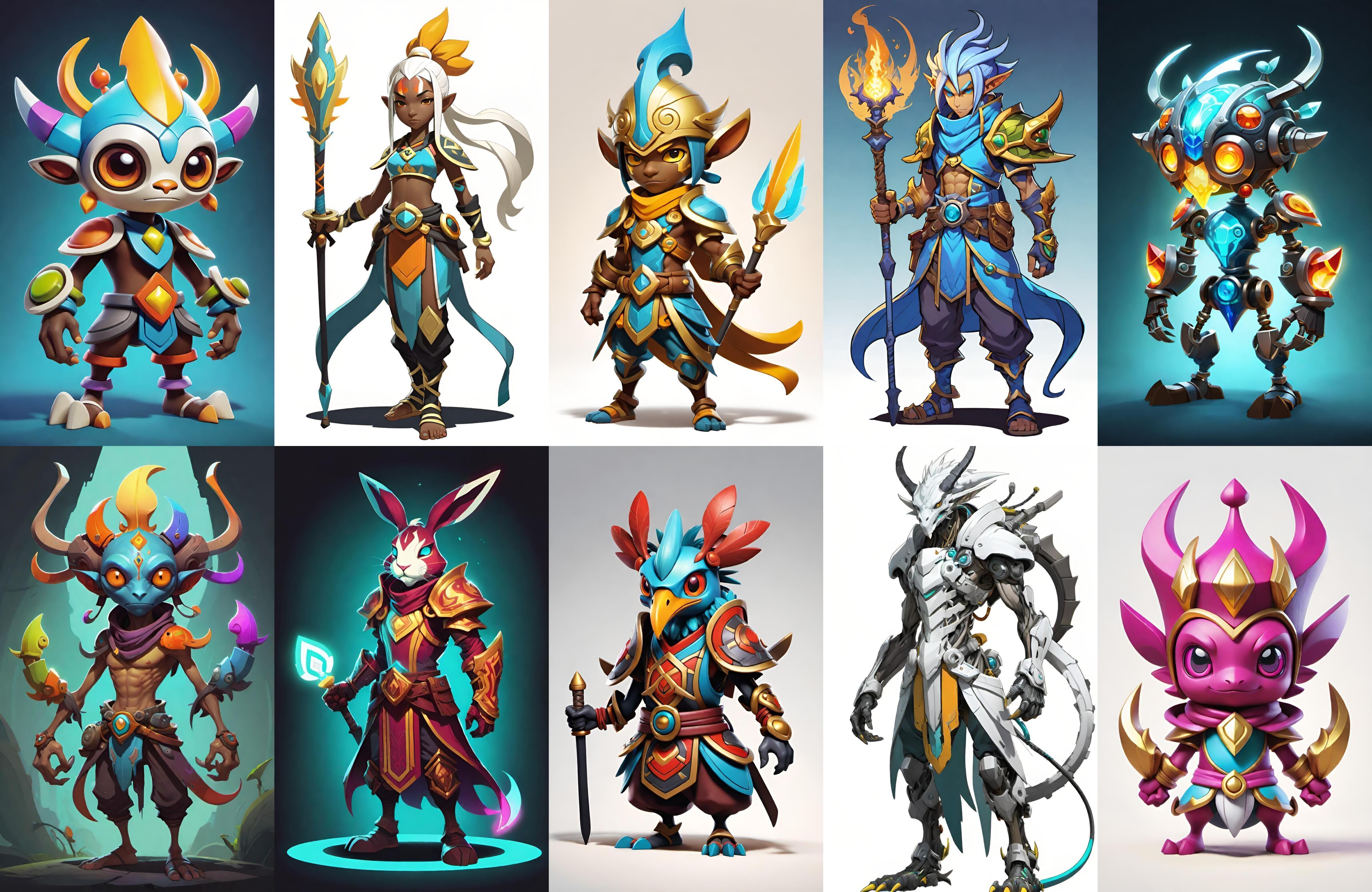 Base warrriorB bundle 10 pack 100 fbx Low-poly 3D model_16