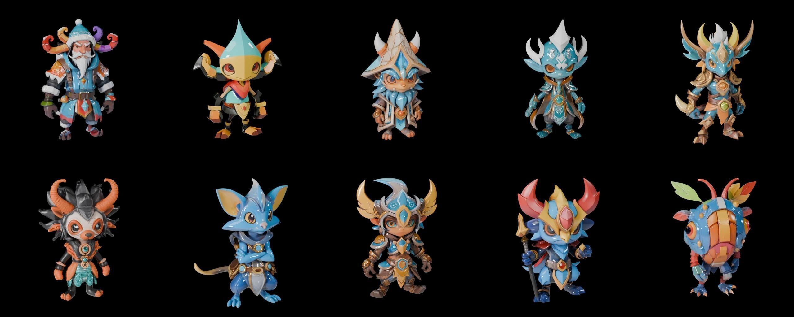 Base warrriorB bundle 10 pack 100 fbx Low-poly 3D model_5