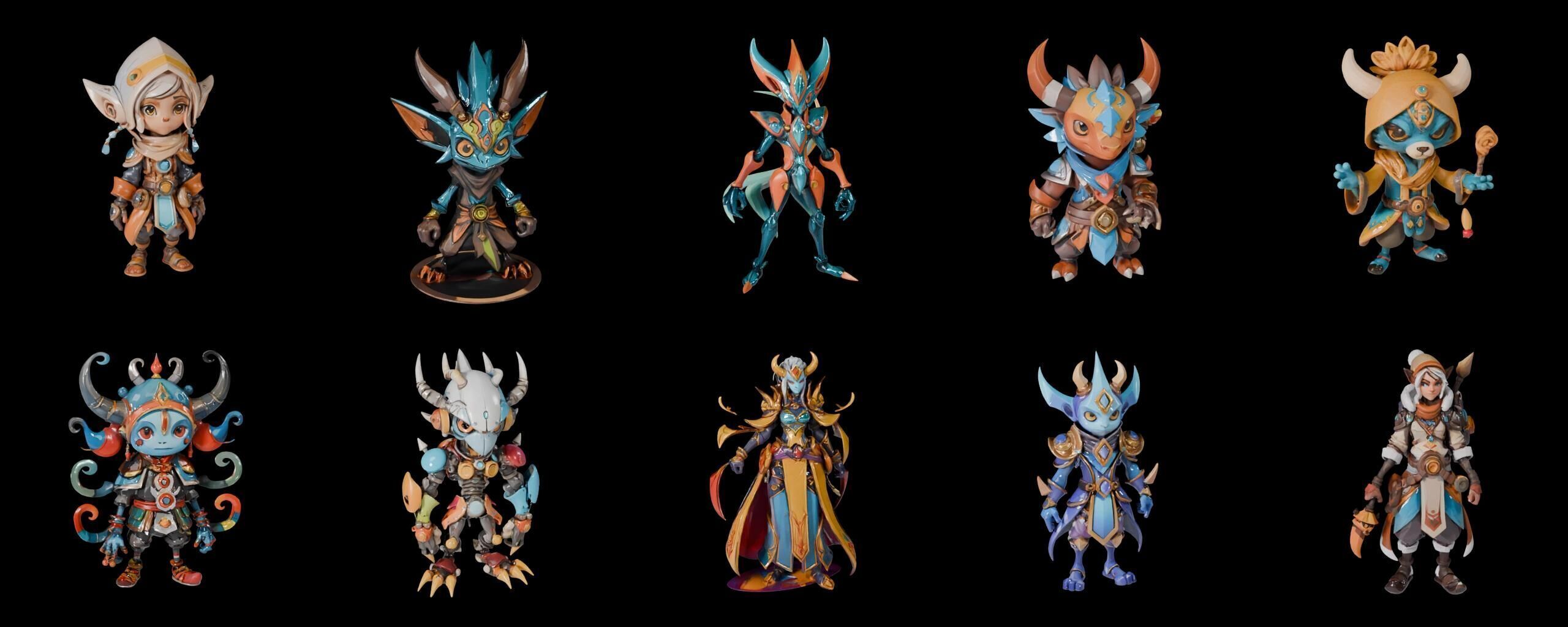 Base warrriorB bundle 10 pack 100 fbx Low-poly 3D model_3